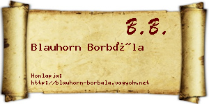 Blauhorn Borbála névjegykártya